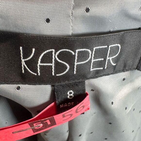 Kasper vintage denim look open stitch 2 piece blazer trouser pantsuit size 8 - Picture 8 of 10